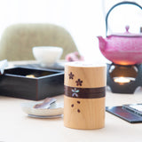Yatsuyanagi Shell Inlay Sakura and Cypress Akita Cherry Bark Work Tea Canister