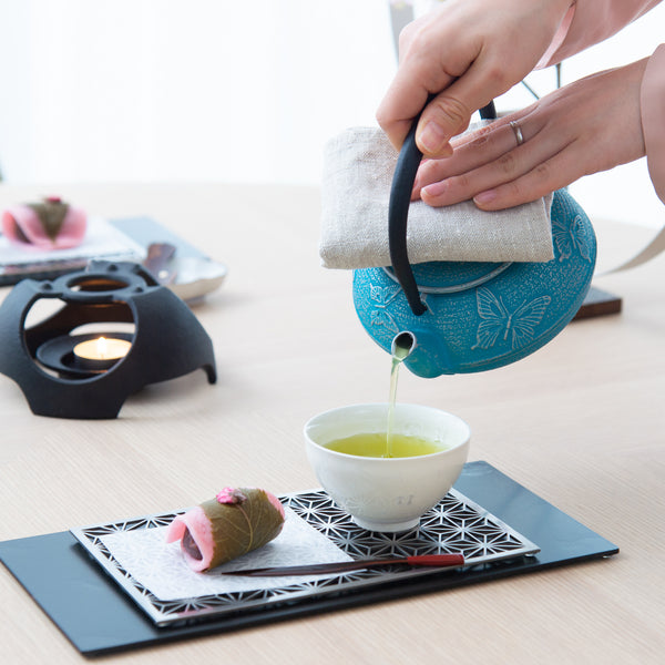 Roji Associates Sky Blue Butterfly Nambu Ironware Cast Iron Teapot