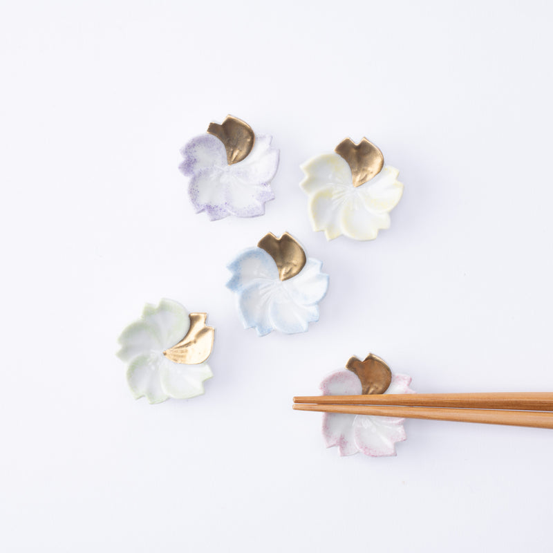 Hozan Kiln Five Colors Sakura Kyo Ware Chopstick Rest Set