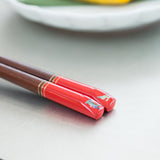 Abalone Shell-Inlayed Rabbit Red Wakasa Lacquer Chopsticks 18cm/7.1in