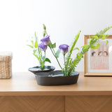 Gingado Charcoal Gray Elliptical Takaoka Copperware Ikebana Flower Vase