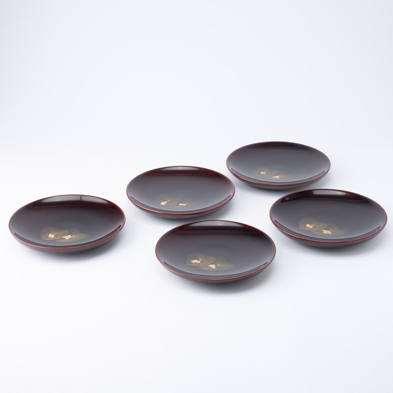 Ritsuzan Tomita Pine Echizen Lacquerware Side Plate Set