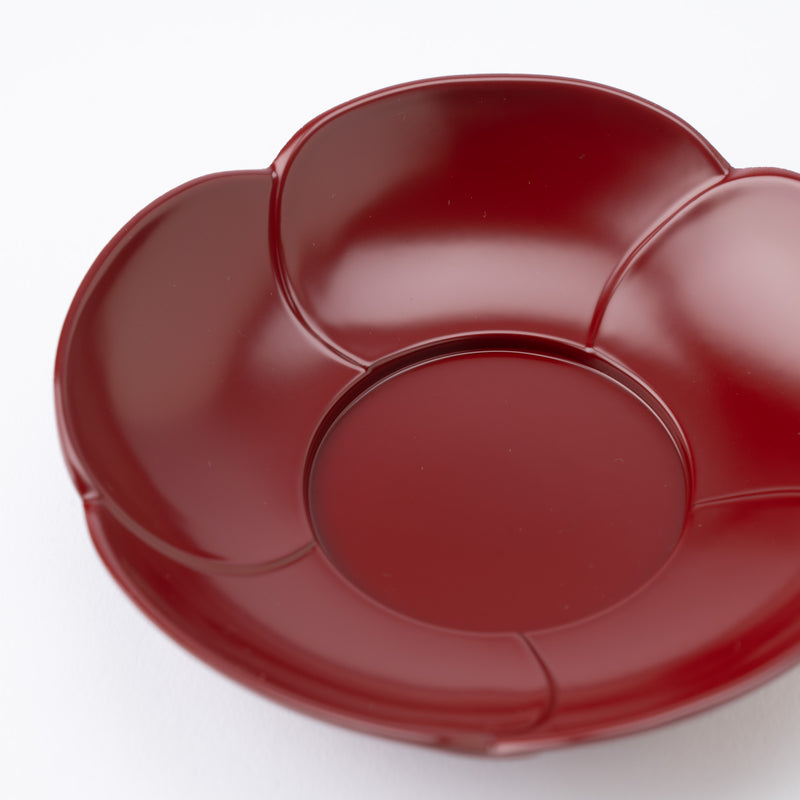 Plum Blossom Echizen Lacquerware Red Teacup Coaster Set