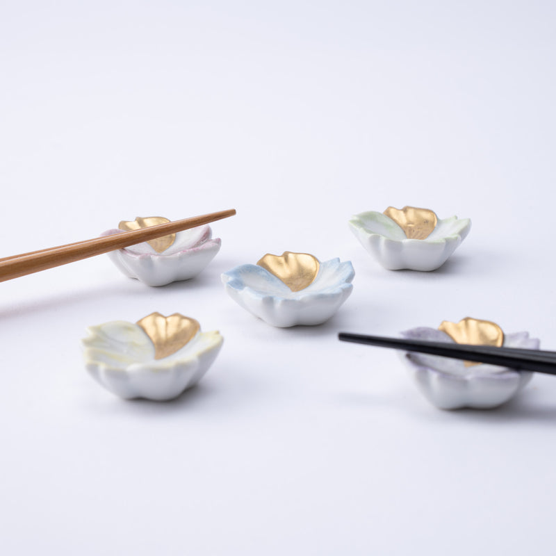 Hozan Kiln Five Colors Sakura Kyo Ware Chopstick Rest Set
