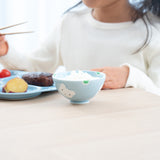 Oshin Kiln Blue Bear Hasami Children's Japanese Rice Bowl