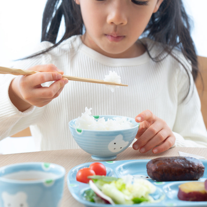 Oshin Kiln Blue Bear Hasami Children's Japanese Rice Bowl