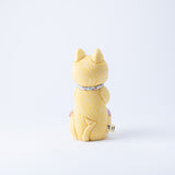 Kakinuma Ningyo Damask Wish Upon a Star Edo Kimekomi Lucky Cat-Yellow
