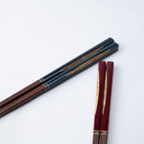 Issou Gold Droplets Wakasa Lacquerware Set of Two Pairs of Chopsticks 23cm/9in and 21cm/8.3in