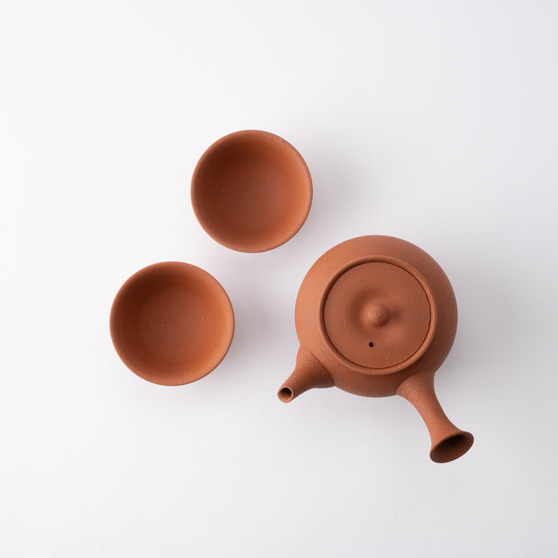 Junzo Red Clay Tokoname Japanese Teapot Set 8.8oz(260ml)-Sasame and Ceramesh