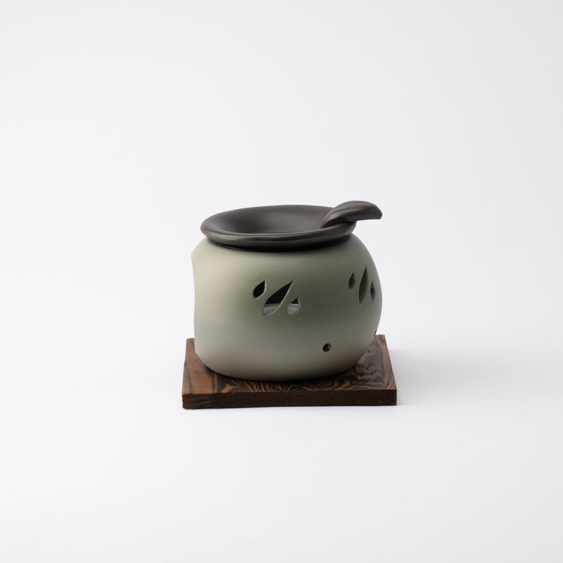 Yamafusa Loquat Leaf Round Tokoname Chakoro Tea Incense Burner