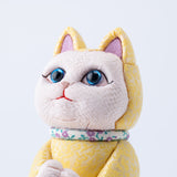 Kakinuma Ningyo Damask Wish Upon a Star Edo Kimekomi Lucky Cat-Yellow