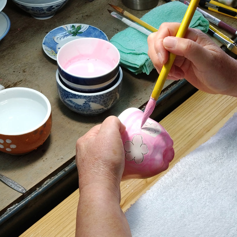 Tasei Kiln Lustrous Pink Sakura Arita Ware Japanese Teacup