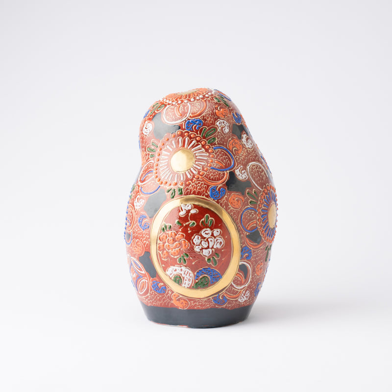 Red Decorative Kutani Owl Figurine