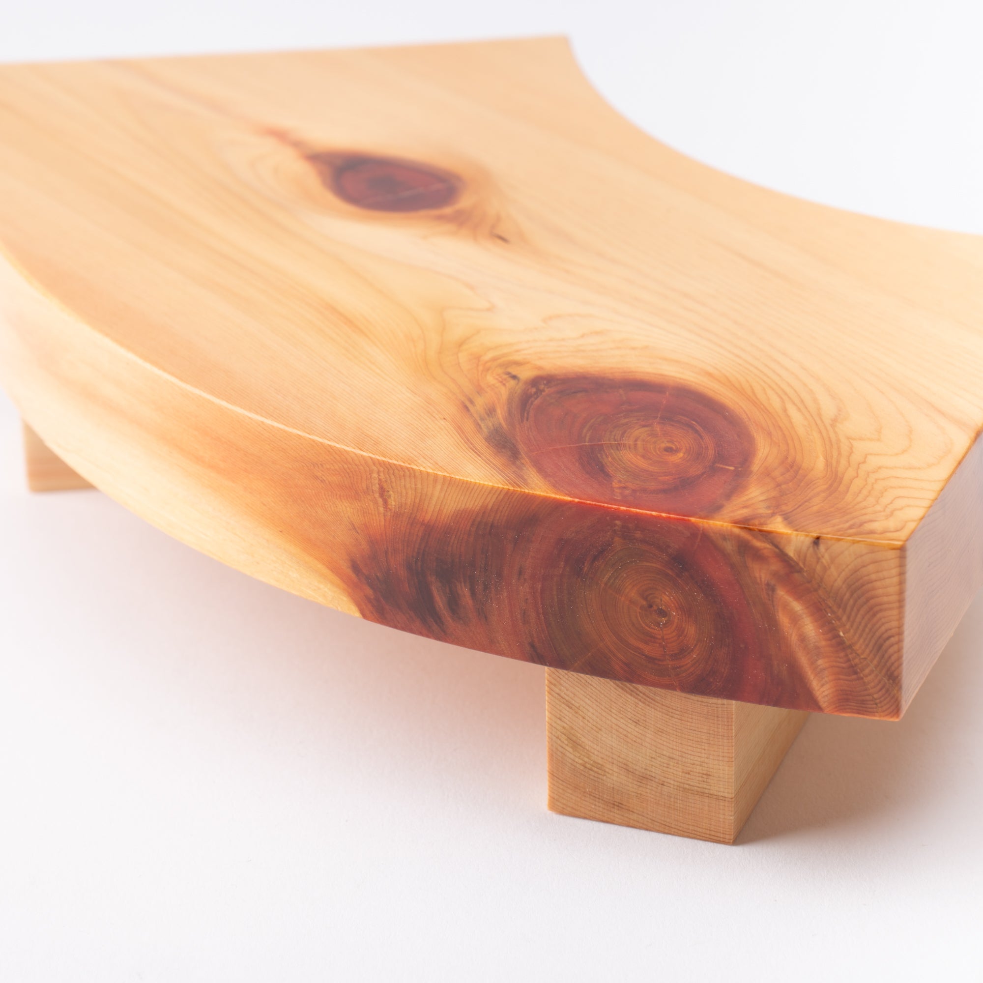 Miyabi Urushi Fan Shape Kiso Woodwork Sushi Plate 10.2in