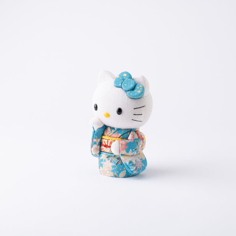 Kakinuma Ningyo Hello Kitty Edo Kimekomi Doll Lucky Cat -Blue