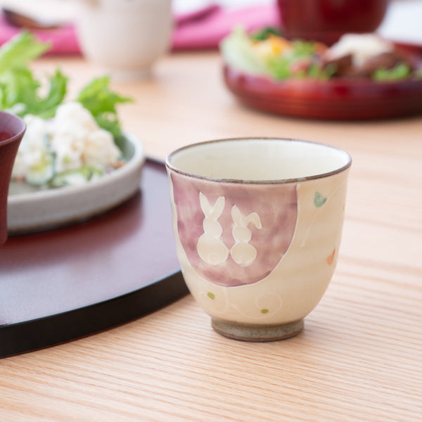 Aizen Kiln Pink Rabbit Hasami Children's Small Cup - MUSUBI KILN - Quality Japanese Tableware and Gift