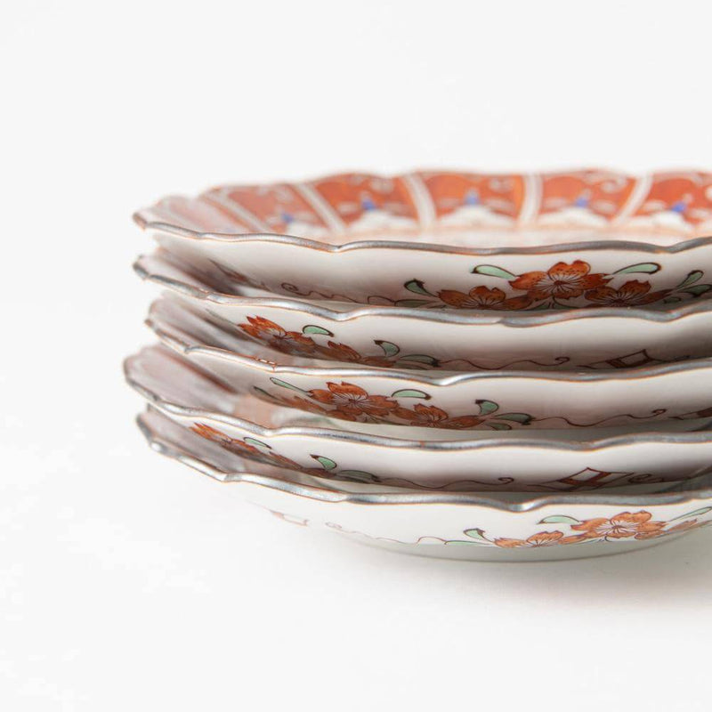 Akae Kutani Round Plate Set - MUSUBI KILN - Handmade Japanese Tableware and Japanese Dinnerware