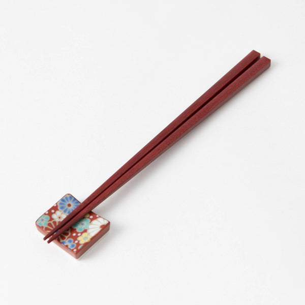 Akasuri Yamanaka Lacquer Chopsticks with Kutani Chopstick Rest - MUSUBI KILN - Handmade Japanese Tableware and Japanese Dinnerware
