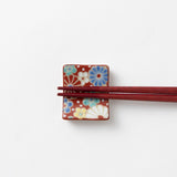 Akasuri Yamanaka Lacquer Chopsticks with Kutani Chopstick Rest - MUSUBI KILN - Handmade Japanese Tableware and Japanese Dinnerware