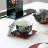 Aochibu and Clematis Kutani Japanese Teapot Set - MUSUBI KILN - Handmade Japanese Tableware and Japanese Dinnerware