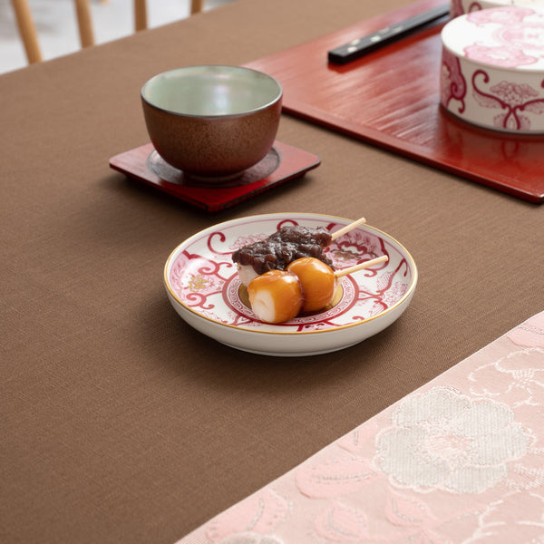Arita Porcelain Lab Japan Autumn Burgundy Old Imari Floral Pattern Plate 5.3in - MUSUBI KILN - Quality Japanese Tableware and Gift