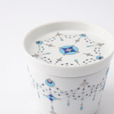 Arita Porcelain Lab Japan Blue Yoraku Pattern Sobachoko Cup and Condiment Plate Set - MUSUBI KILN - Handmade Japanese Tableware and Japanese Dinnerware
