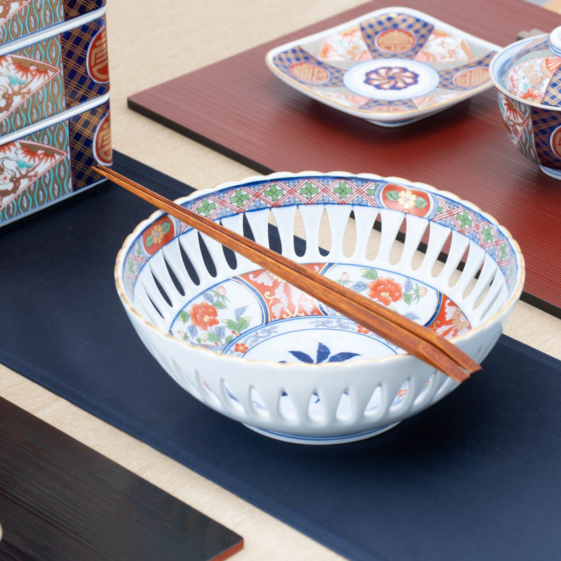 Arita Porcelain Lab Yazaemon Lace Cut Bowl - MUSUBI KILN - Handmade Japanese Tableware and Japanese Dinnerware