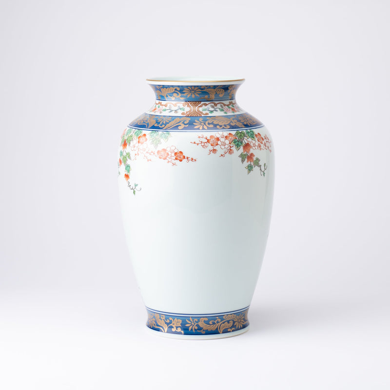 Arita Porcelain Lab Yazaemon "Somenishiki" Rock Flower Bird Flower Vase - MUSUBI KILN - Handmade Japanese Tableware and Japanese Dinnerware