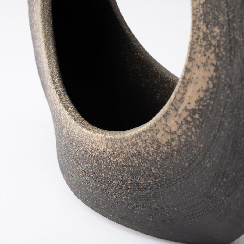 Ash Ring Shigaraki Ware Ikebana Flower Vase - MUSUBI KILN - Handmade Japanese Tableware and Japanese Dinnerware