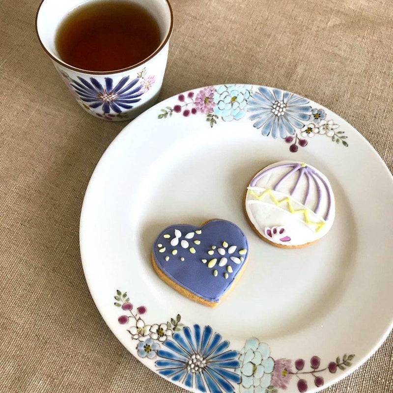 Atelier Yu Brilliant Flower Kutani Round Plate - MUSUBI KILN - Handmade Japanese Tableware and Japanese Dinnerware