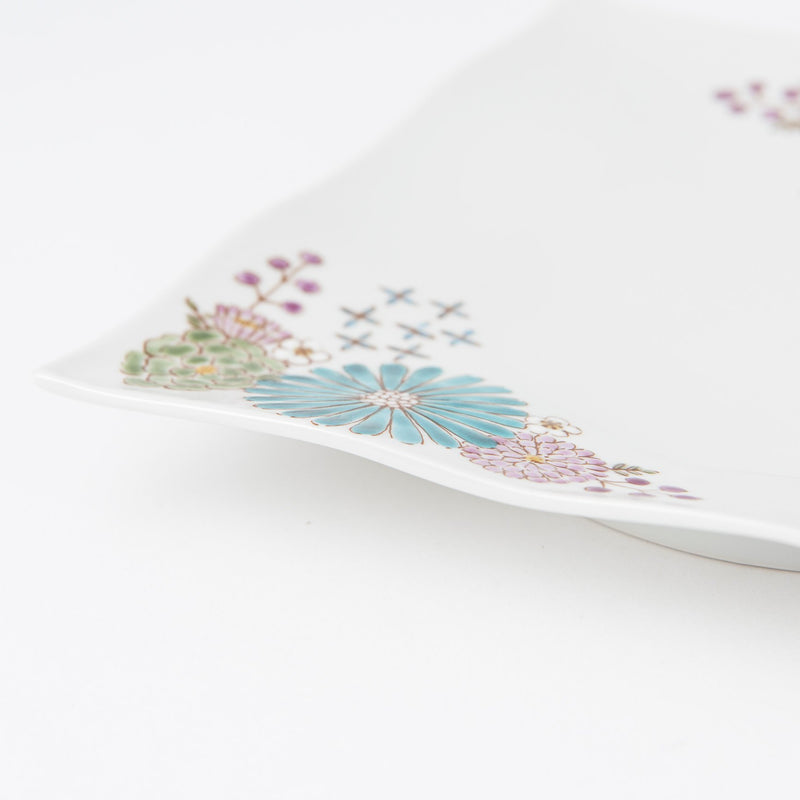 Atelier Yu Brilliant Flower Kutani Square Plate M - MUSUBI KILN - Handmade Japanese Tableware and Japanese Dinnerware