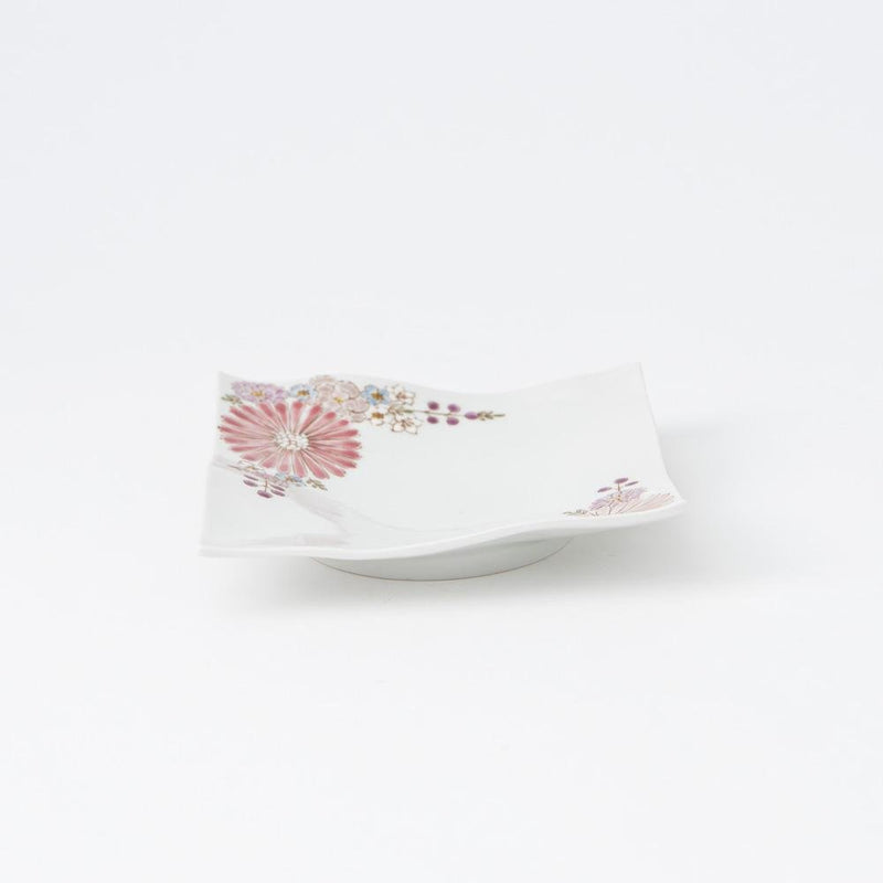 Atelier Yu Brilliant Flower Kutani Square Plate S - MUSUBI KILN - Handmade Japanese Tableware and Japanese Dinnerware