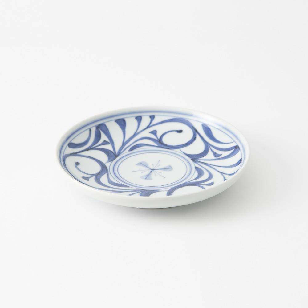 Baizan Kiln Arabesque Tobe Round Plate 8.66in - MUSUBI KILN - Handmade Japanese Tableware and Japanese Dinnerware