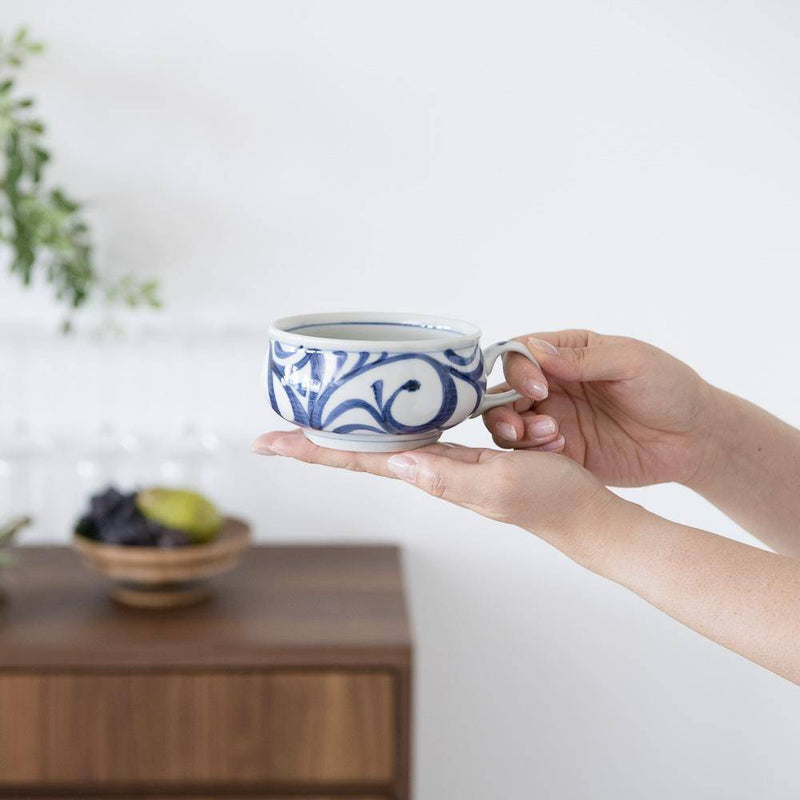 Baizan Kiln Arabesque Tobe Soup Cup - MUSUBI KILN - Handmade Japanese Tableware and Japanese Dinnerware