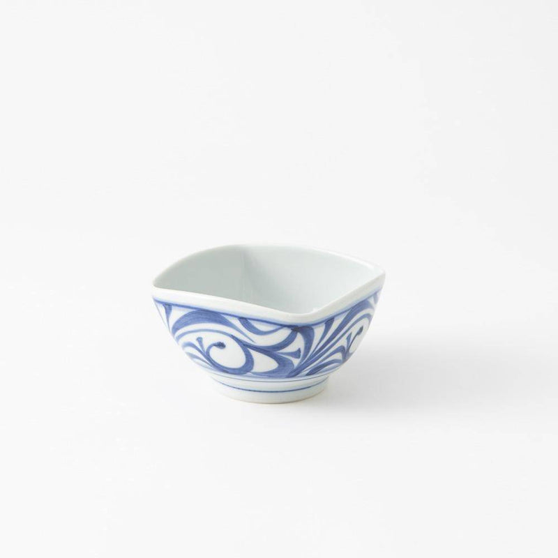 Baizan Kiln Arabesque Tobe Square Bowl 4.33in - MUSUBI KILN - Handmade Japanese Tableware and Japanese Dinnerware