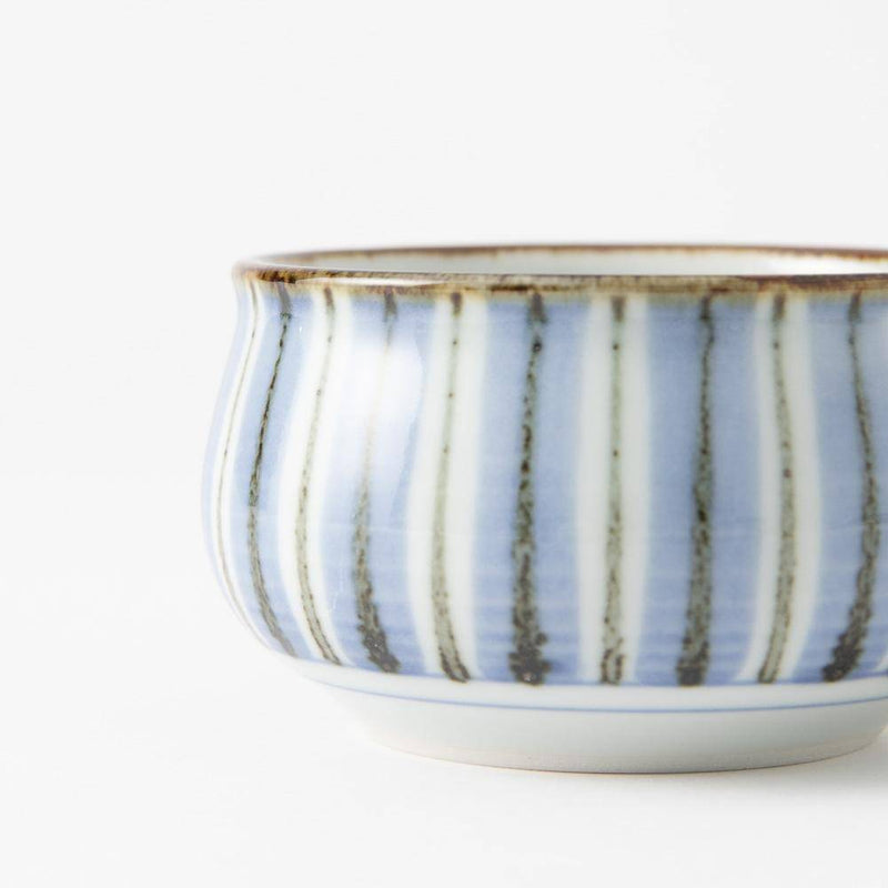 Baizan Kiln Blue Stripe Tobe Soup Cup - MUSUBI KILN - Handmade Japanese Tableware and Japanese Dinnerware