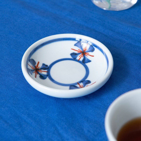 Baizan Kiln Four Petaled Flower Tobe Sauce Plate - MUSUBI KILN - Handmade Japanese Tableware and Japanese Dinnerware