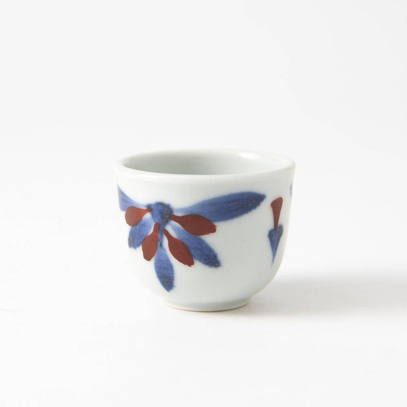 Baizan Kiln GOSU Red Chrysanthemum Ochoko Sake Cup - MUSUBI KILN - Handmade Japanese Tableware and Japanese Dinnerware