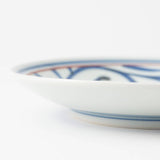 Baizan Kiln Red Line Arabesque Tobe Round Plate L - MUSUBI KILN - Handmade Japanese Tableware and Japanese Dinnerware