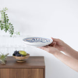 Baizan Kiln Red Line Arabesque Tobe Round Plate M - MUSUBI KILN - Handmade Japanese Tableware and Japanese Dinnerware