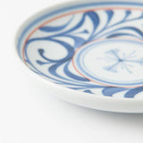 Baizan Kiln Red Line Arabesque Tobe Round Plate M - MUSUBI KILN - Handmade Japanese Tableware and Japanese Dinnerware