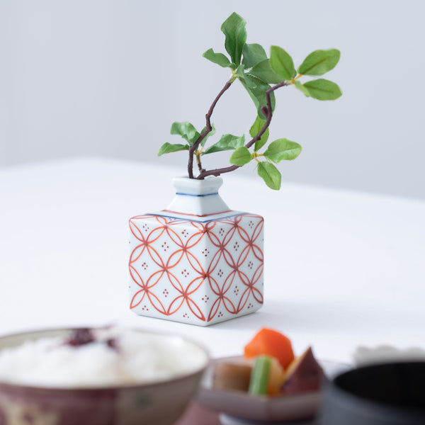 Baizan Kiln Red Shippou Tobe Japanese Flower Vase - MUSUBI KILN - Quality Japanese Tableware and Gift