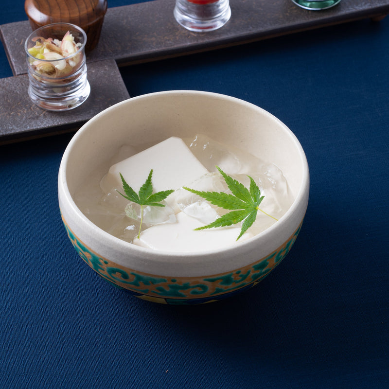 Bitoen Arabesque And Cracked Ice Pattern Kutani Bowl - MUSUBI KILN - Handmade Japanese Tableware and Japanese Dinnerware