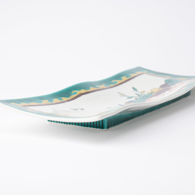 Bitoen Ko-Kutani Angler Rectangle Plate - MUSUBI KILN - Handmade Japanese Tableware and Japanese Dinnerware