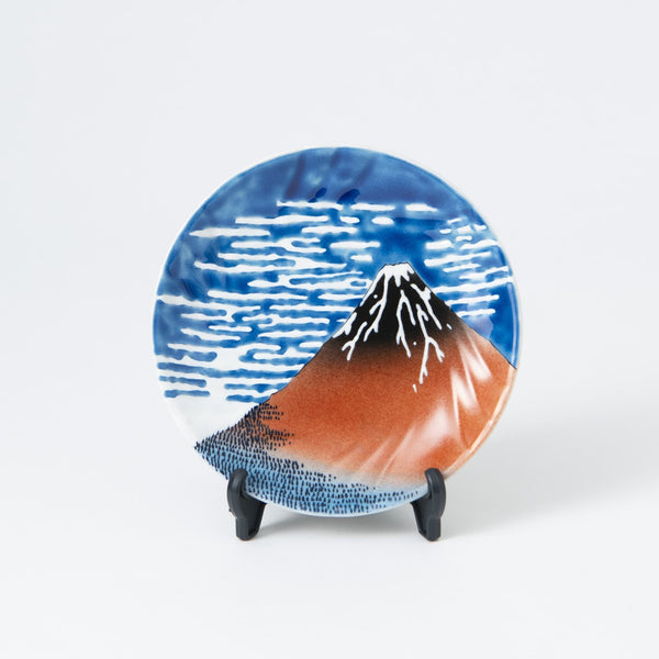Bizan Kiln Hokusai Fuji Kutani Round Plate - MUSUBI KILN - Handmade Japanese Tableware and Japanese Dinnerware