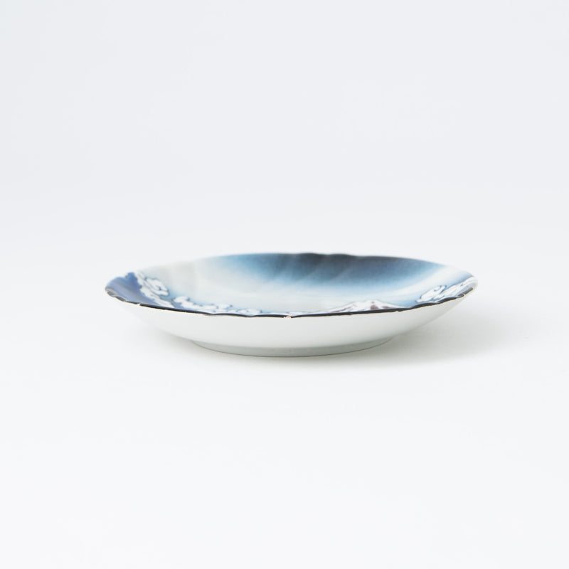 Bizan Kiln Hokusai Kuro Fuji Kutani Round Plate - MUSUBI KILN - Handmade Japanese Tableware and Japanese Dinnerware