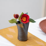Black and Gold Shigaraki Ware Small Flower Vase - MUSUBI KILN - Handmade Japanese Tableware and Japanese Dinnerware