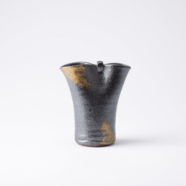 Black and Gold Shigaraki Ware Small Flower Vase - MUSUBI KILN - Handmade Japanese Tableware and Japanese Dinnerware