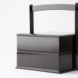 Black Running Water Echizen Lacquerware Two Tiers Jubako Bento Box with Handle - MUSUBI KILN - Handmade Japanese Tableware and Japanese Dinnerware