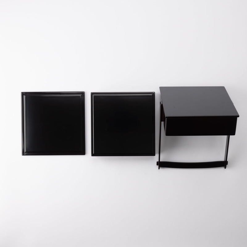 Black Running Water Echizen Lacquerware Two Tiers Jubako Bento Box with  Handle